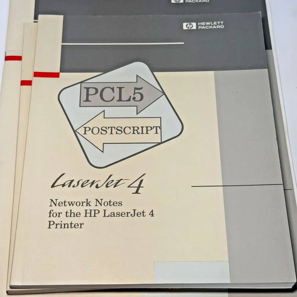 HP LaserJet 4/4M VTG 4 book lot, Set Up Guide, User Manual, Notes 1992, Printer